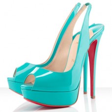 Christian Louboutin Lady Peep 140mm Slingbacks tyrkysové