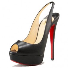 Christian Louboutin Lady Peep 140mm Slingbacks Černé