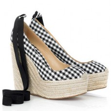 Christian Louboutin Formentera Gingham 140mm klínky černé/bílé