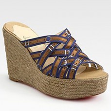Christian Louboutin Crepon 100mm klínky modré Christian Louboutin Crepon 100mm klínky modré
