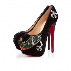 Christian Louboutin Highness 160mm Peep Toe Lodičky Černé Christian Louboutin Highness 160mm Peep Toe Lodičky Černé