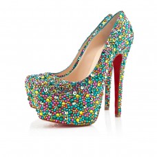 Christian Louboutin Highness Strass 160mm Peep Toe Lodičky Vícebarevné Christian Louboutin Highness Strass 160mm Peep Toe Lodičky Vícebarevné