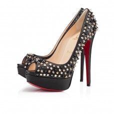 Christian Louboutin Lady Peep Spikes 140mm Peep Toe Lodičky Černé/Mix Christian Louboutin Lady Peep Spikes 140mm Peep Toe Lodičky Černé/Mix