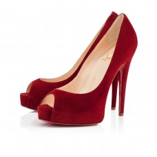 Christian Louboutin Vendome lodičky Peep Toe 120mm červené