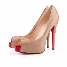 Christian Louboutin Vendome 120mm lodičky Peep Toe Nude/Red Christian Louboutin Vendome 120mm lodičky Peep Toe Nude/Red