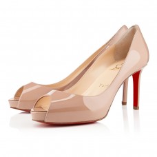 Christian Louboutin No Matter 80mm Peep Toe Lodičky Tělová kůže