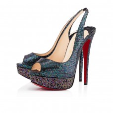 Christian Louboutin Dámská peep sling kabelka 140mm pro zvláštní příležitosti modrá Khol