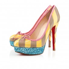 Christian Louboutin Foraine 140mm Platformové Boty Žluté/Kamenné Christian Louboutin Foraine 140mm Platformové Boty Žluté/Kamenné