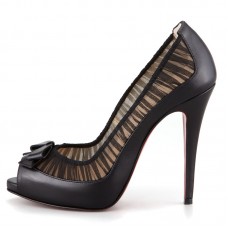 Christian Louboutin Angelique 120mm Peep Toe Lodičky Černé Christian Louboutin Angelique 120mm Peep Toe Lodičky Černé