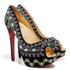 Christian Louboutin Bollywoody 140mm Peep Toe Lodičky Černé