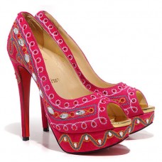 Christian Louboutin Bollywoody 140mm Peep Toe Lodičky Žluto-růžové