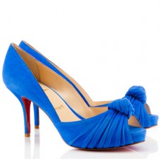 Peep Toe lodičky Christian Louboutin Greissimo 80mm modré Peep Toe lodičky Christian Louboutin Greissimo 80mm modré