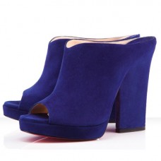 Christian Louboutin Roche Mule Peep Toe Lodičky Indigo