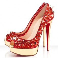 Christian Louboutin Very Mix 140mm Peep Toe Lodičky Červené