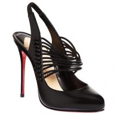 Christian Louboutin Mille Cordes 100mm Slingbacks Černé