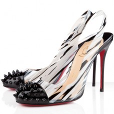 Christian Louboutin Epoca 100mm Slingbacks Černé/Bílé Christian Louboutin Epoca 100mm Slingbacks Černé/Bílé