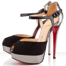 Sandály Christian Louboutin č. 299 140 mm černé/stříbrné Sandály Christian Louboutin č. 299 140 mm černé/stříbrné
